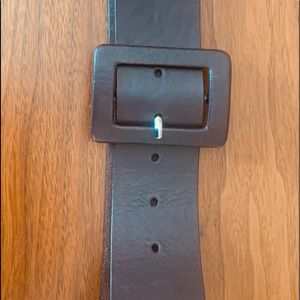 Calvin Klein Brown Leather Belt w/Large Leather covered Buckle